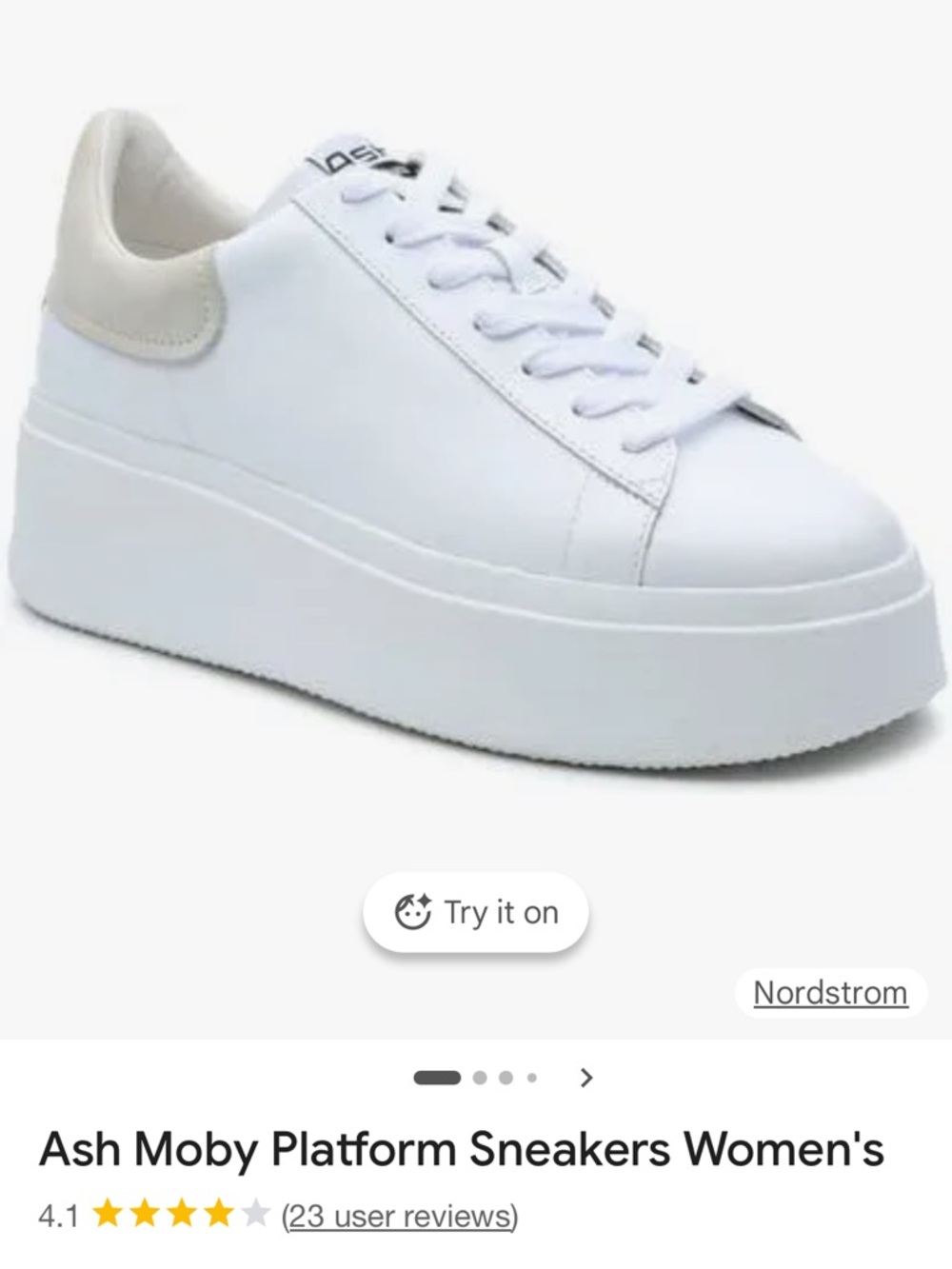ASH Moby Platform Sneaker - White with Cream Heel